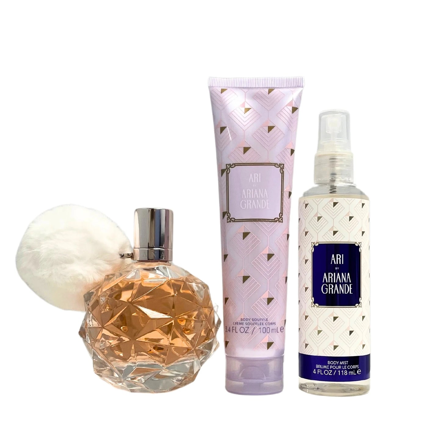 ARI BY ARIANA GRANDE 3 PCS SET: 3.4 EAU DE PARFUM SPRAY + 4 OZ BODY MIST + 3.4 BODY SOUFFLE