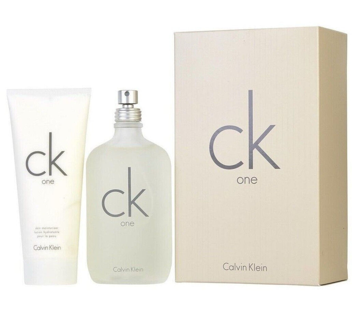 CK ONE 2 PCS SET: 6.7 EAU DE TOILETTE SPRAY + 6.7 SKIN MOISTURIZER