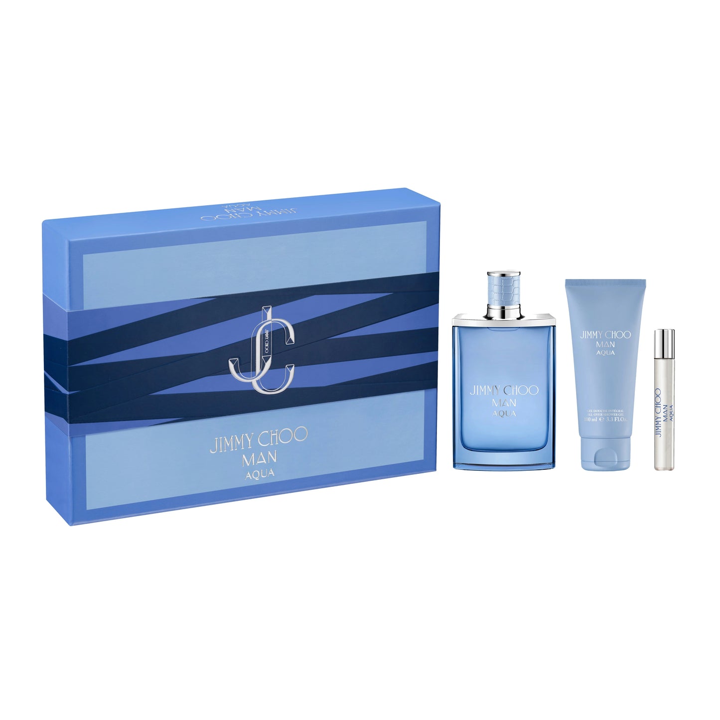 JIMMY CHOO MAN AQUA 3 PCS SET: 3.4 EAU DE TOILETTE SPRAY + 0.25 EAU DE TOILETTE SPRAY + 3.4 SHOWER GEL