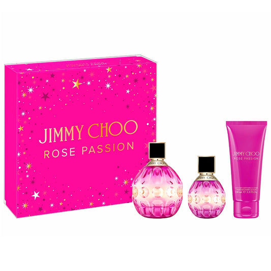 JIMMY CHOO ROSE PASSION 3 PCS SET: 3.3 EAU DE PARFUM SPRAY+ 0.25 EAU DE PARFUM SPRAY + 3.3 BODY LOTION