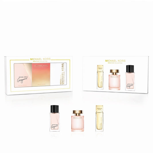 MICHAEL KORS 3 PCS EAU DE PARFUM MINI SET FOR WOMEN: GORGEOUS! 0.17 + WONDERLUST 0.14 + SEXY AMBER 0.17