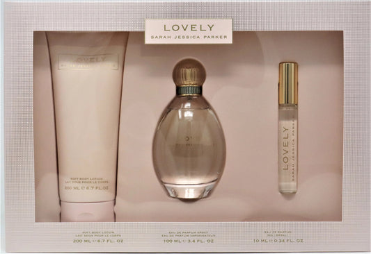 LOVELY SARAH JESSICA PARKER 3 PCS SET: 3.4 EAU DE PARFUM SPRAY + 0.34 EAU DE PARFUM ROLLERBALL + 6.7 BODY LOTION